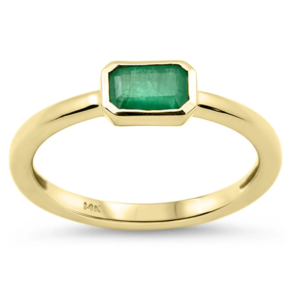 <span style="color:purple">SPECIAL!</span> .50ct G SI 14K Yellow Gold Bezel Set Emerald Gemstone Ring Size 6.5