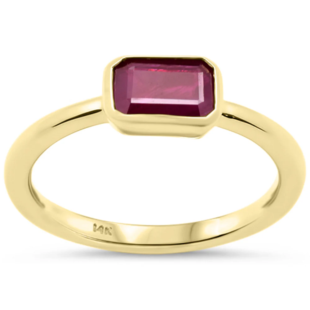 <span style="color:purple">SPECIAL!</span> 1.03ct G SI 14K Yellow Gold Bezel Set Ruby Gemstone Ring Size 6.5