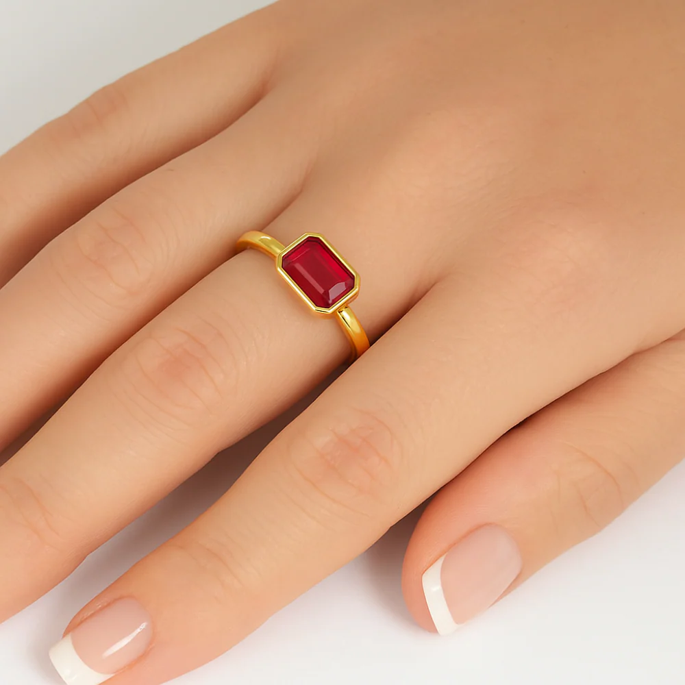 <span style="color:purple">SPECIAL!</span> 1.03ct G SI 14K Yellow Gold Bezel Set Ruby Gemstone Ring Size 6.5 - Image 2