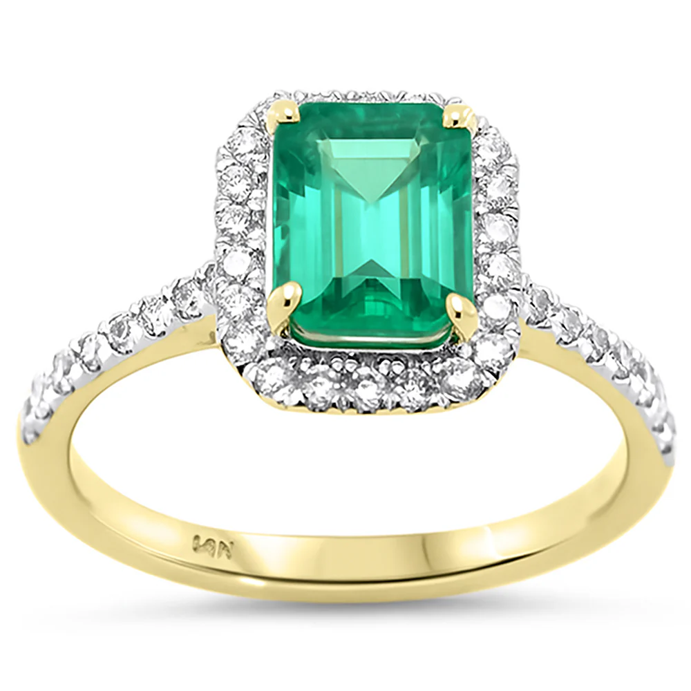 <span style="color:purple">SPECIAL!</span> 1.91ct G SI 14K Yellow Gold Diamond & Emerald Gemstone Ring Size 6.5
