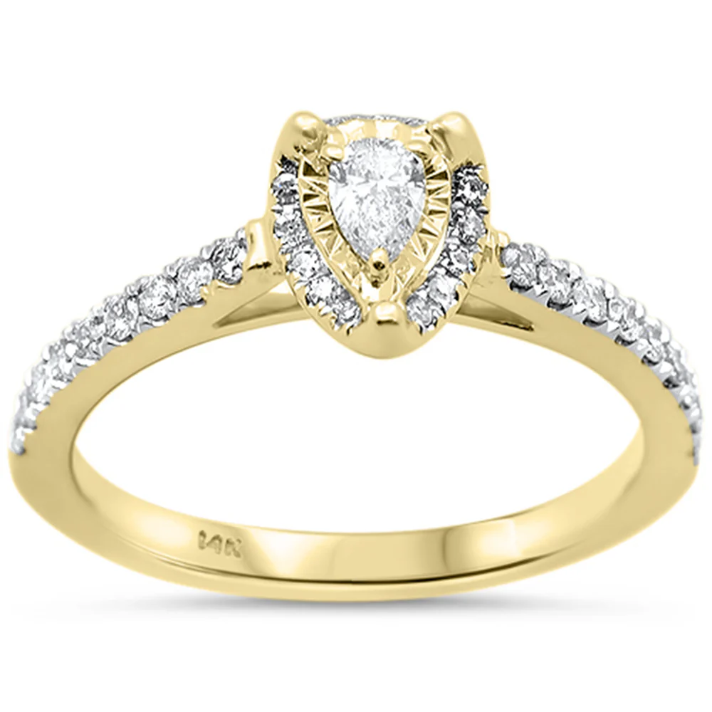 <span style="color:purple">SPECIAL!</span> .38ct G SI 14K Yellow Gold Pear Shape Diamond Solitaire Ring Size 6.5