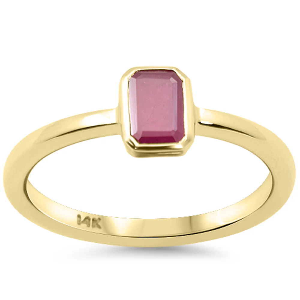 <span style="color:purple">SPECIAL!</span> .75ct G SI 14K Yellow Gold Bezel Set Ruby Gemstone Ring Size 6.5