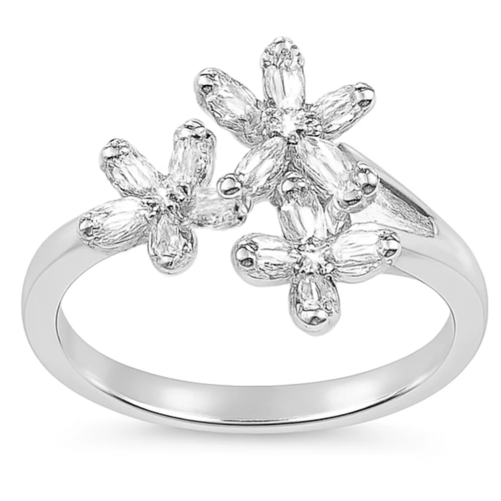 <span style="color:purple">SPECIAL!</span> .26ct G SI 14K White Gold Diamond Flower Diamond Ring Size 6.5