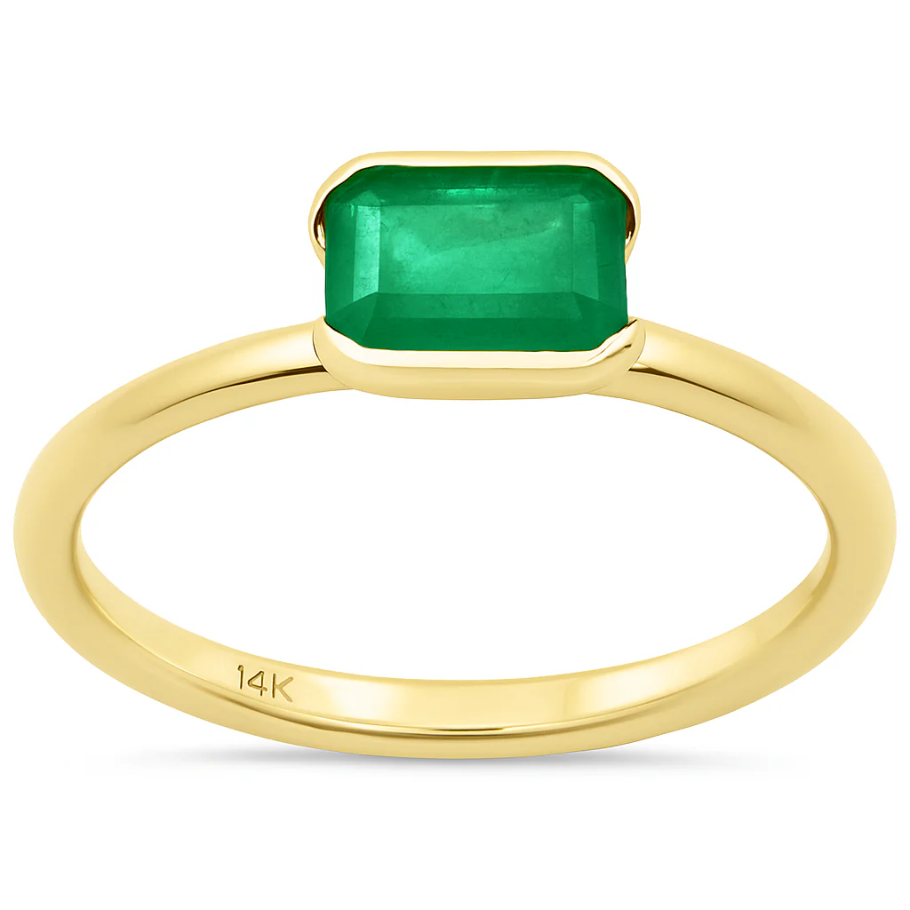 <span style="color:purple">SPECIAL!</span> .73ct G SI 14K Yellow Gold Emerald Gemstone Ring Size 6.5