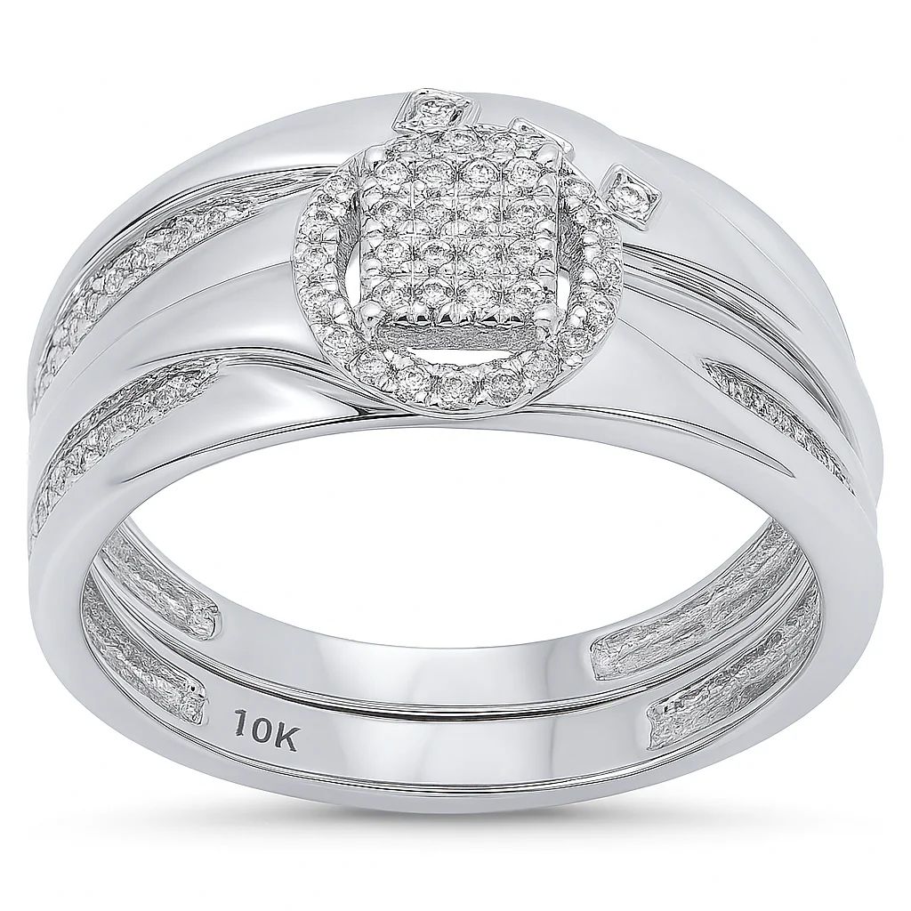 <span>DIAMOND CLOSEOUT! </span> .19ct G SI 10K White Gold Diamond Engagement Bridal Ring Set Size 6.5