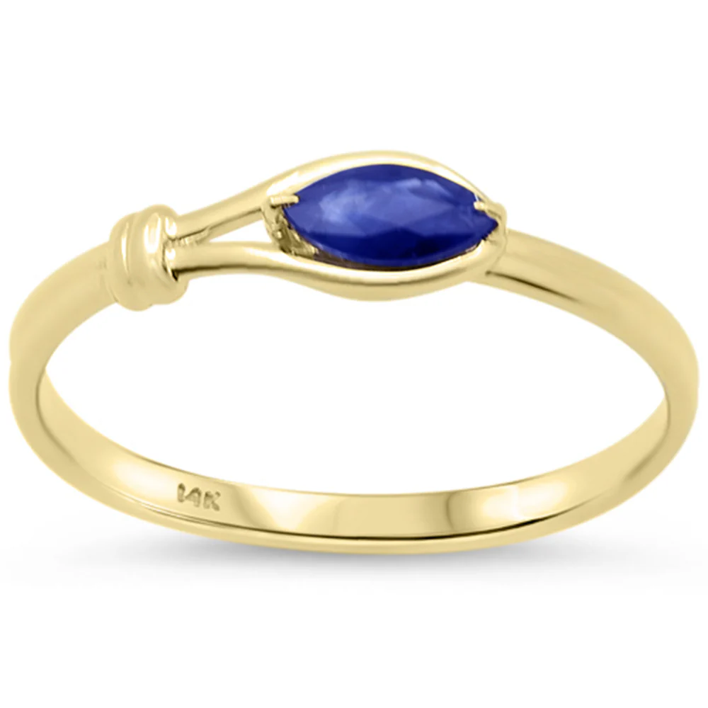 .30ct G SI 14K Yellow Gold Blue Sapphire Gemstone Ring Size 6.5