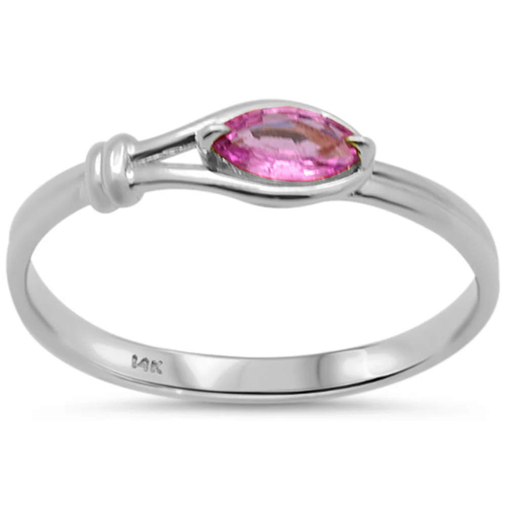 <span style="color:purple">SPECIAL!</span> .35ct G SI 14K White Gold Pink Sapphire Gemstone Ring Size 6.5