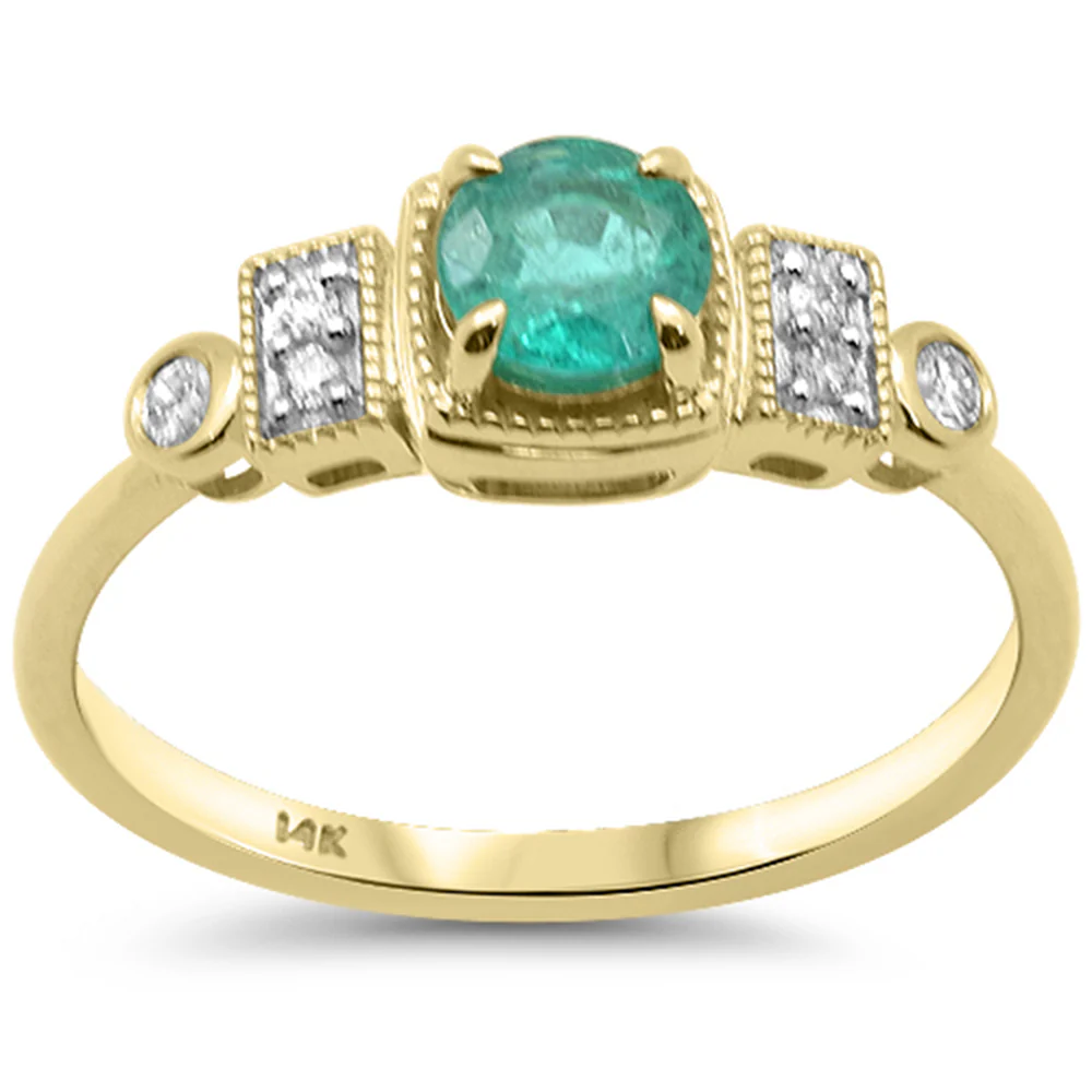 <span style="color:purple">SPECIAL!</span> .58ct G SI 14K Yellow Gold Diamond & Emerald Gemstone Ring Size 6.5