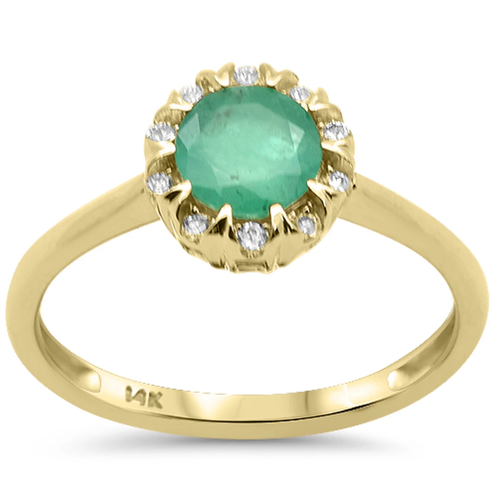 <span style="color:purple">SPECIAL!</span> 1.13ct G SI 14K Yellow Gold Diamond & Emerald Gemstone Ring Size 6.5