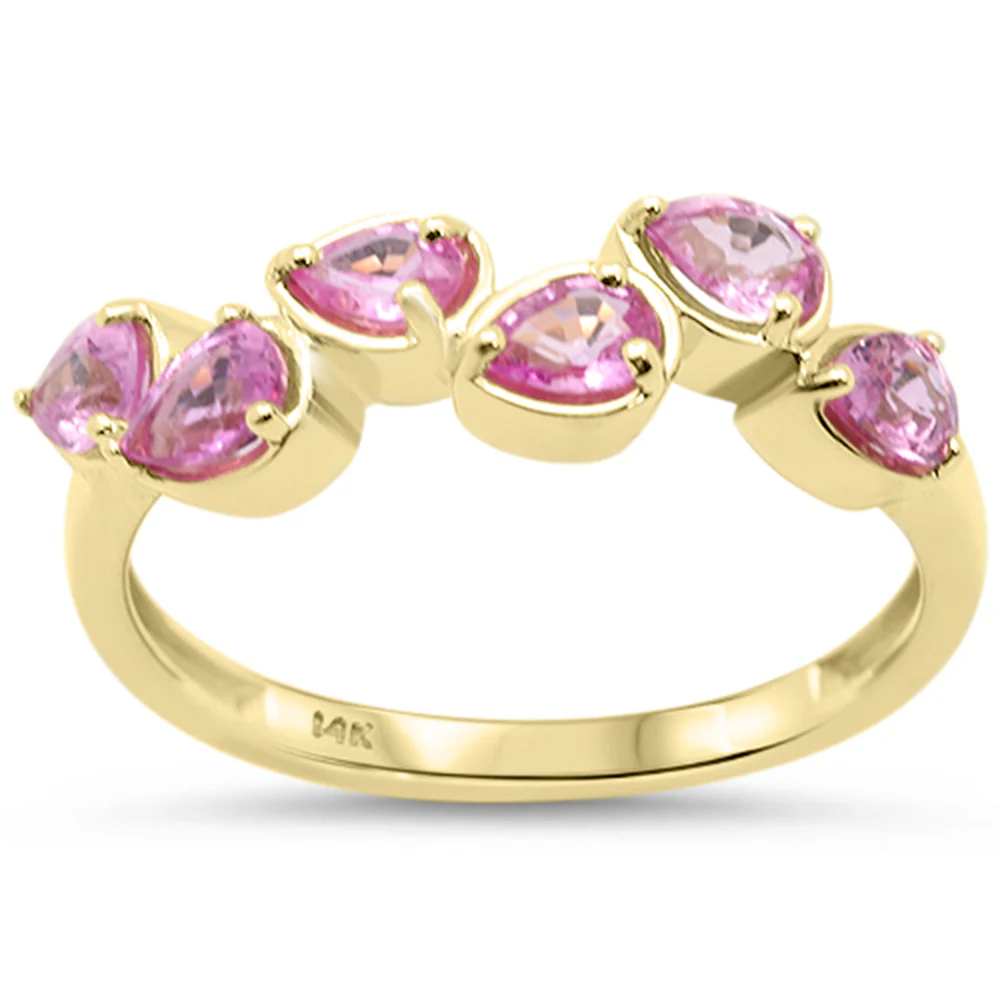 <span style="color:purple">SPECIAL!</span> .81ct 14K Yellow Gold Pink Sapphire Gemstone Band Ring  Size 6.5