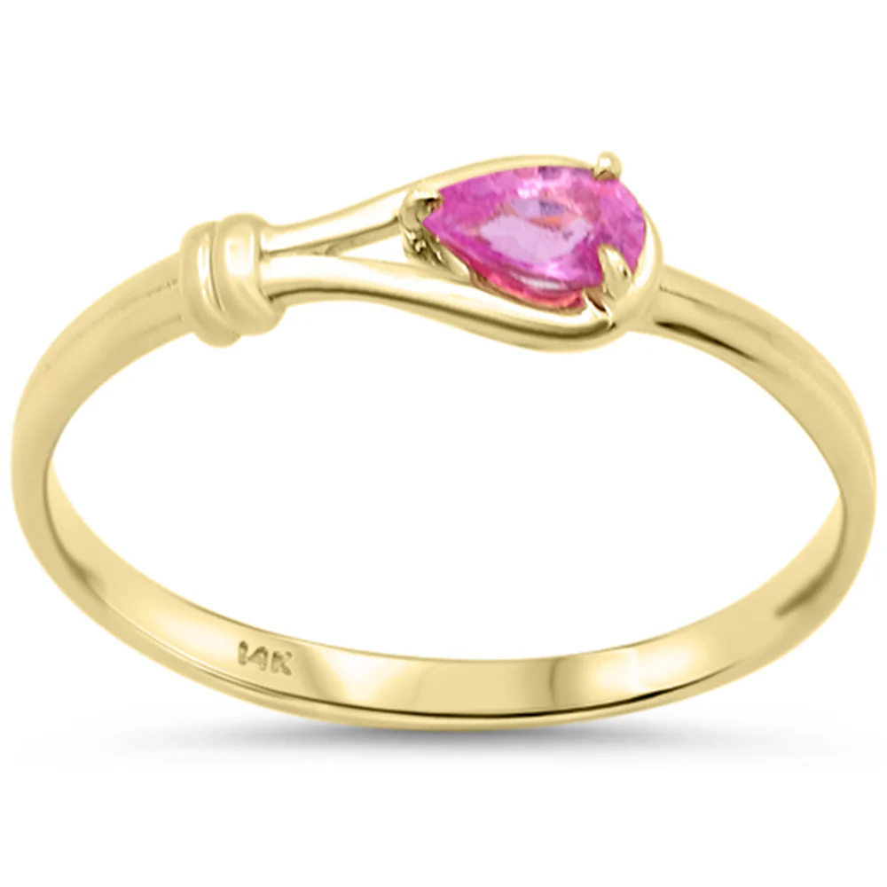 .26ct 14K Yellow Gold Pink Sapphire Gemstone Band Ring  Size 6.5