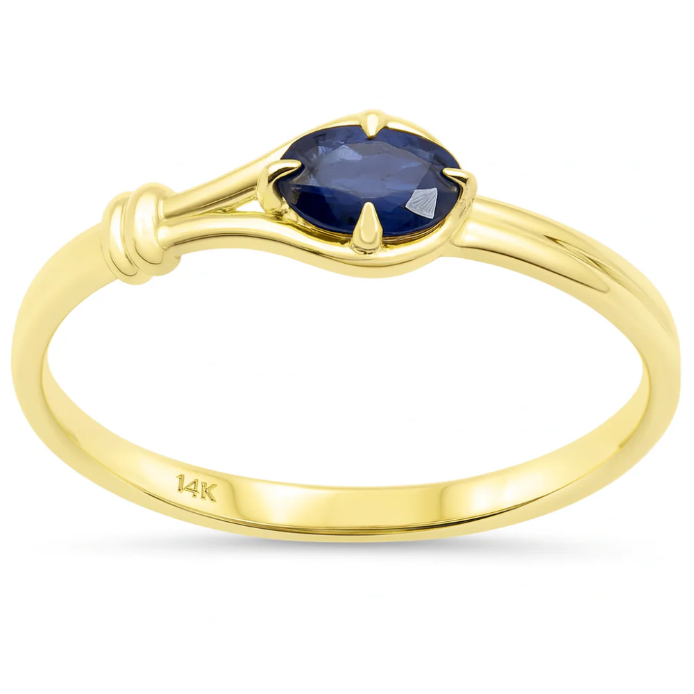 .35ct 14K Yellow Gold Blue Sapphire Gemstone Band Ring Size 6.5 - Image 2