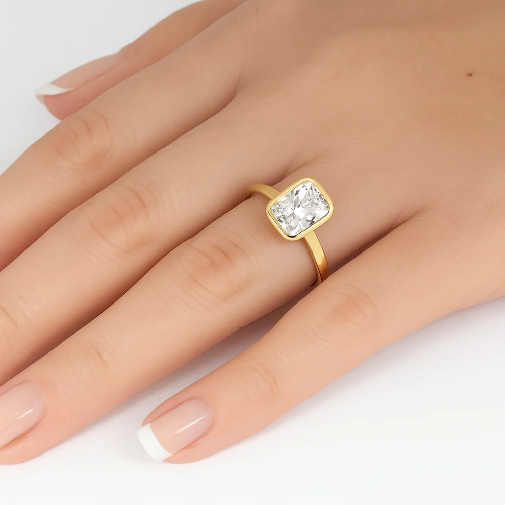 <span style="color:purple">SPECIAL!</span> 1.02ct G SI 14K Yellow Gold Radiant Cut Diamond Solitaire Ring Size 6.5 - Image 2