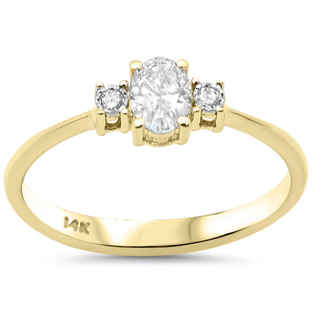 <span style="color:purple">SPECIAL!</span> .33ct G SI 14K Yellow Gold Oval Diamond Three Stone Ring Size 6.5