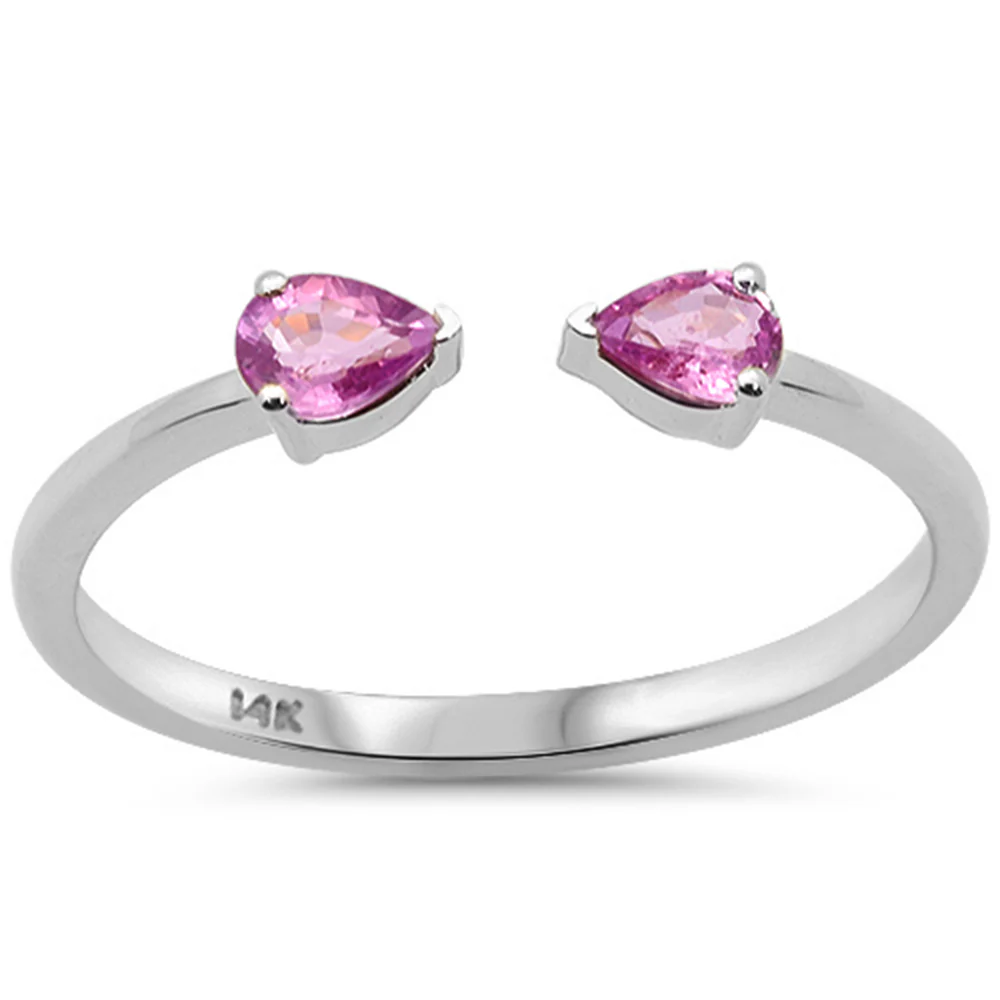.36ct G SI 14kt White Gold Pear Pink Sapphire Open Gemstone Ring Size 6.5