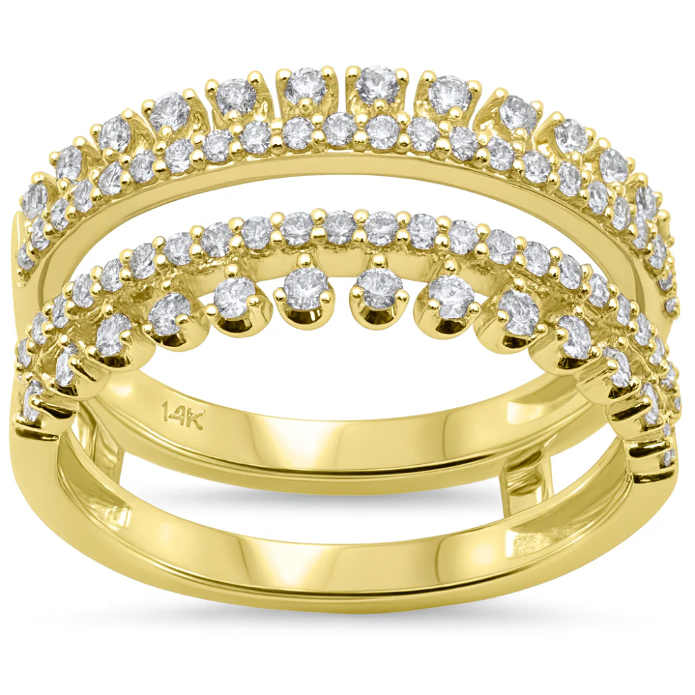 <span style="color:purple">SPECIAL!</span> .49ct G SI 14kt Yellow Gold Diamond Crown style Ring guard Ring Size 6.5