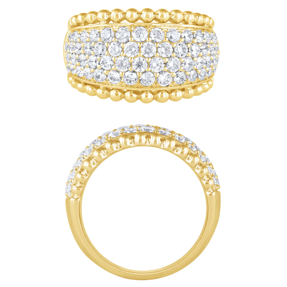 <span style="color:purple">SPECIAL!</span> 1.47ct G SI 14kt Yellow Gold Diamond Pave Crown style Ring Size 6.5 - Image 2