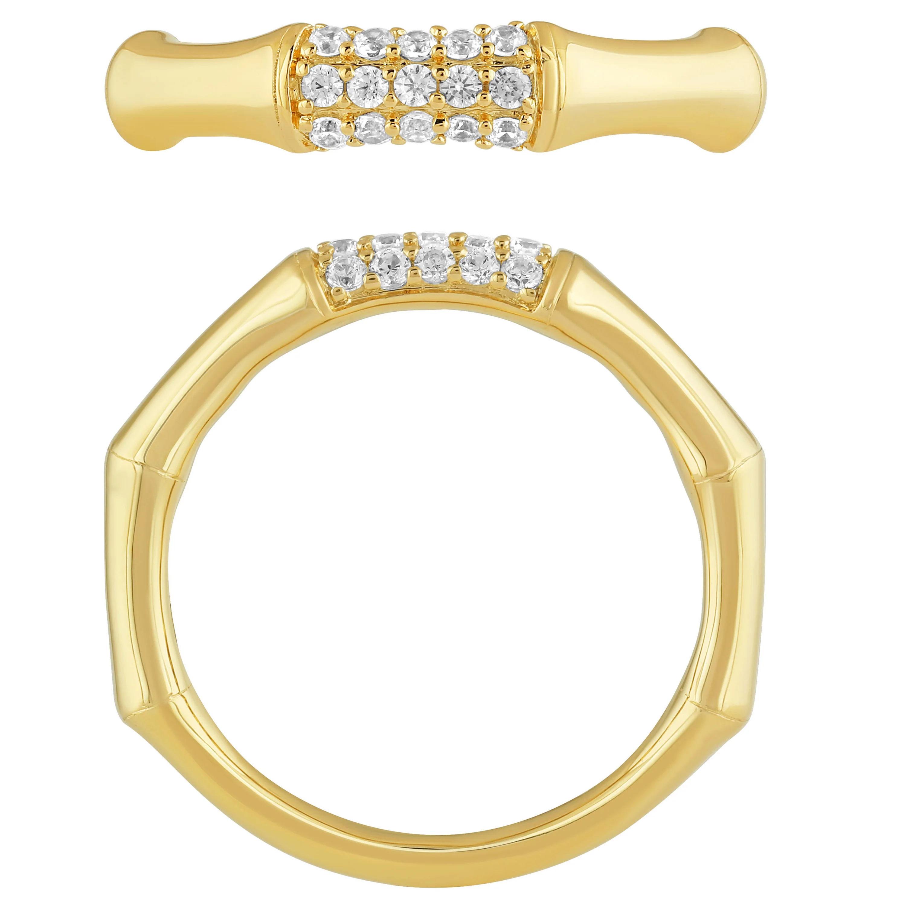 <span style="color:purple">SPECIAL!</span> .15ct G SI 14kt Yellow Gold Bamboo Style Round Diamond Band Ring Size 6.5 - Image 2