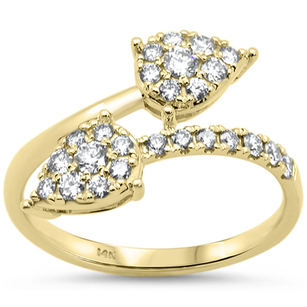 <span style="color:purple">SPECIAL!</span> .47ct G SI 14kt Yellow Gold Diamond Wrap Around Pear Shaped Ring Size 6.5