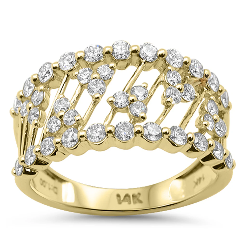 <span style="color:purple">SPECIAL!</span> .96ct G SI 14kt Yellow Gold Modern Round Diamond Band Ring Size 6.5