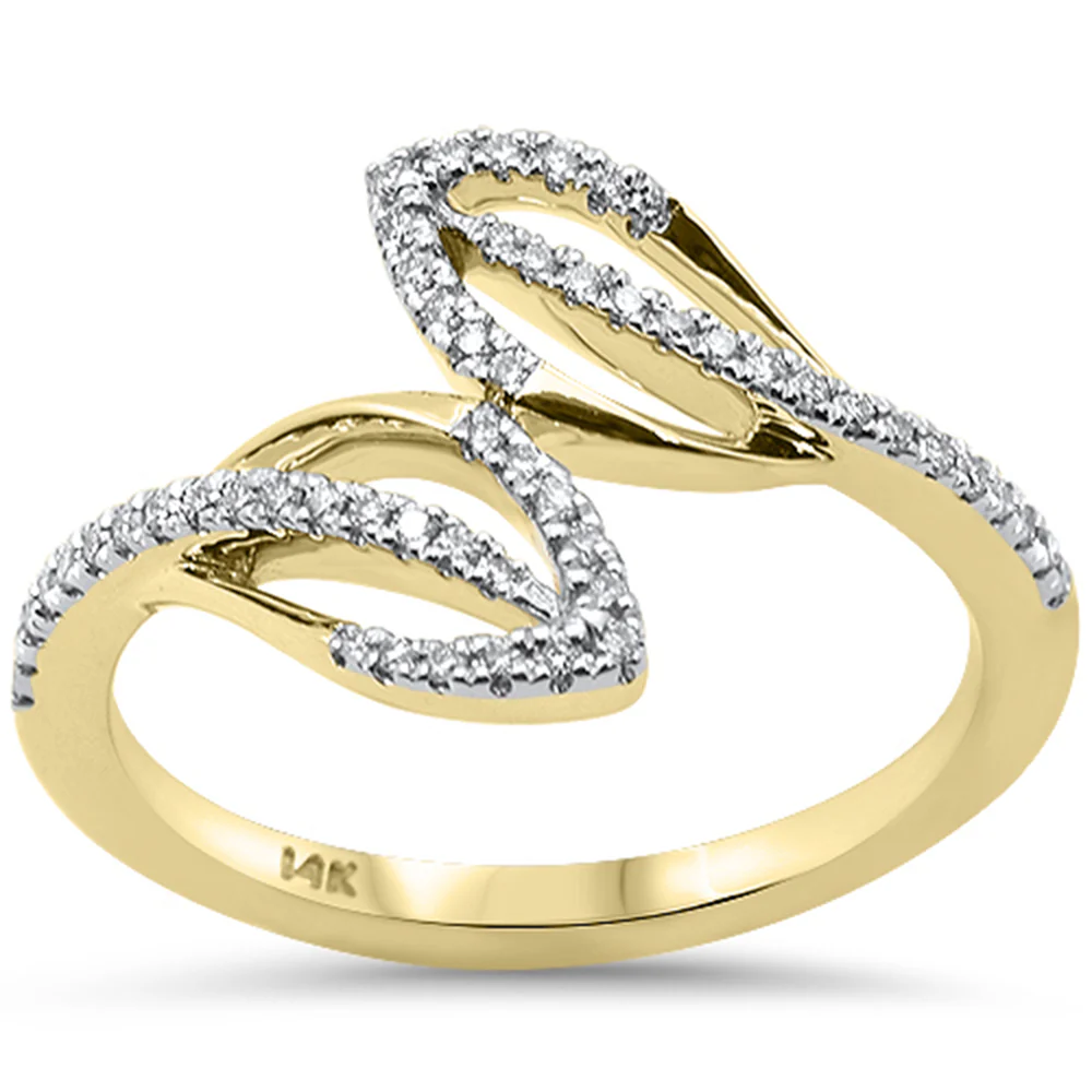 <span style="color:purple">SPECIAL!</span> .19ct G SI 14kt Yellow Gold Diamond Wrap Around Leaf Ring Size 6.5