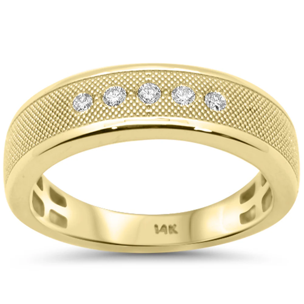 <span style="color:purple">SPECIAL!</span> .15ct G SI 14kt Yellow Gold Men's Round Diamond Modern Band Ring Size 10