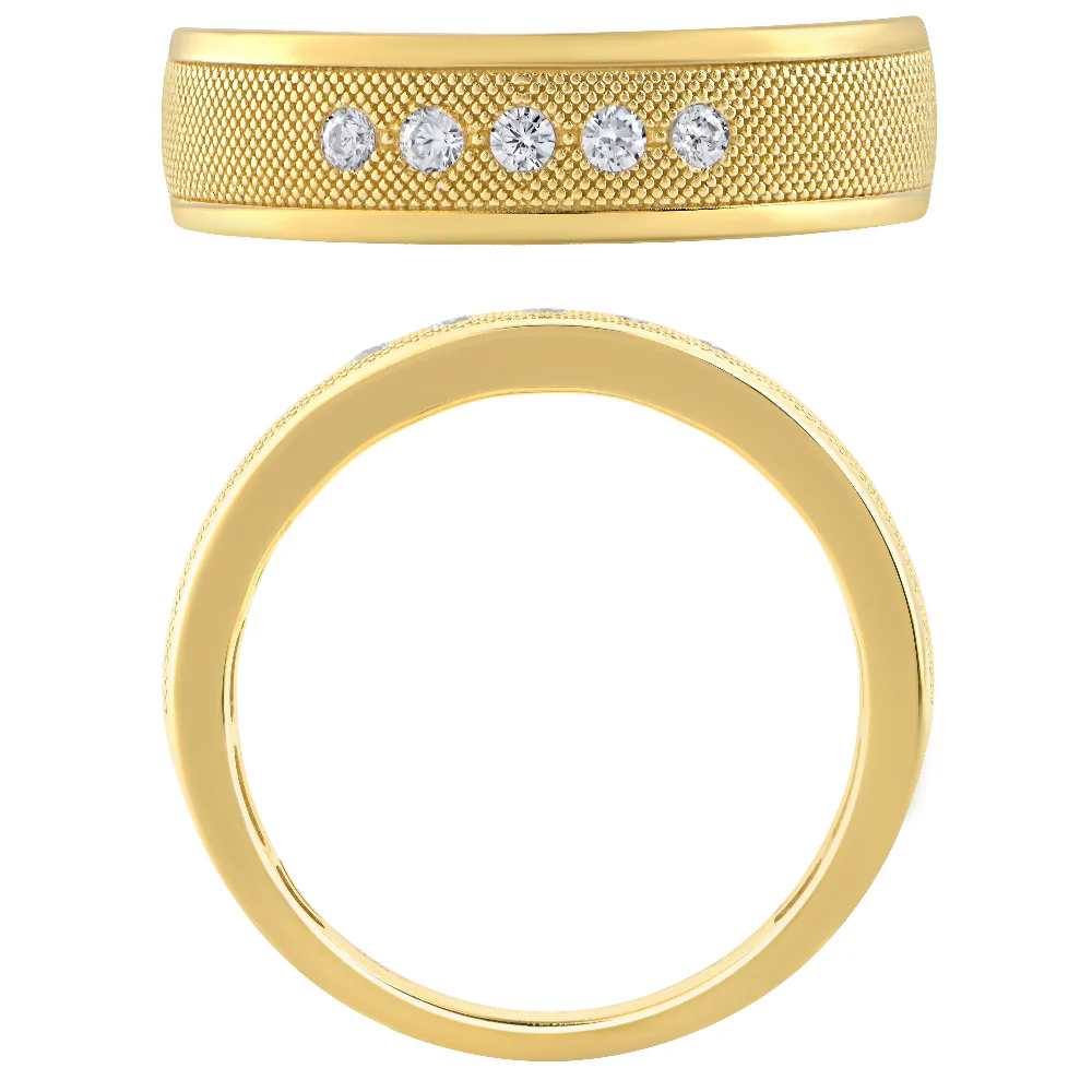 <span style="color:purple">SPECIAL!</span> .15ct G SI 14kt Yellow Gold Men's Round Diamond Modern Band Ring Size 10 - Image 2