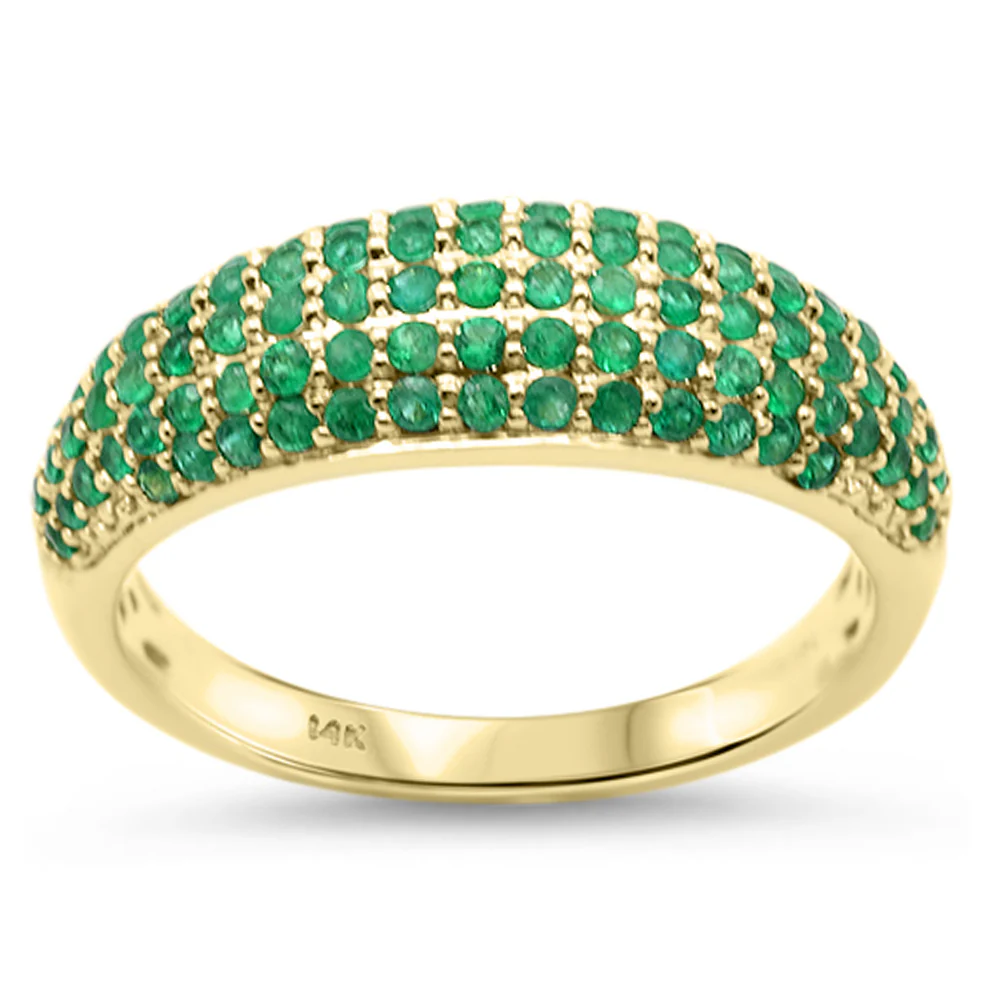 <span style="color:purple">SPECIAL!</span> .76ct G SI 14KT Yellow Gold Natural Emerald Gemstone Dome Ring Size 6.5
