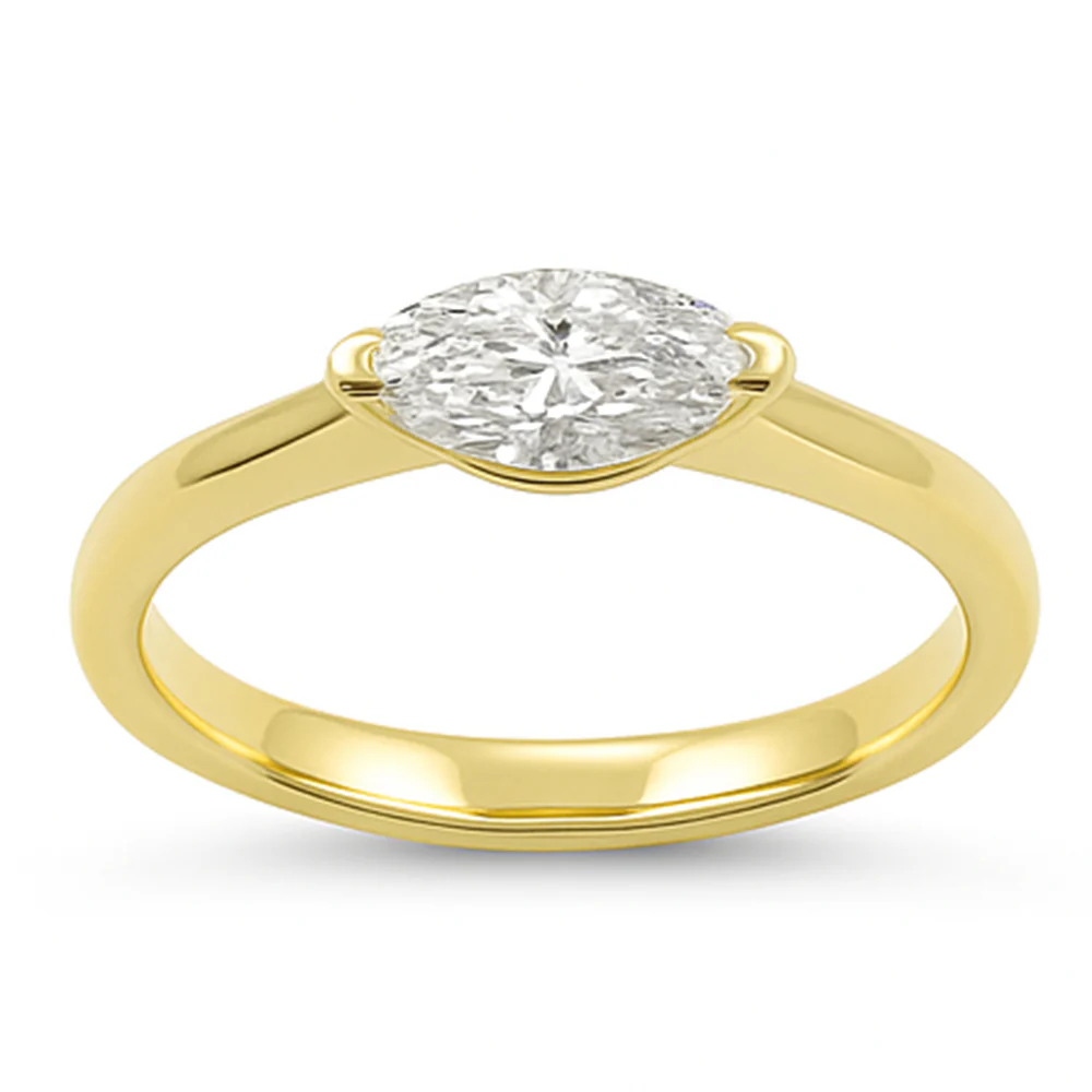 <span style="color:purple">SPECIAL!</span> .81ct G SI 14KT Yellow Gold East West Set Marquise Diamond Ring Size 6.5