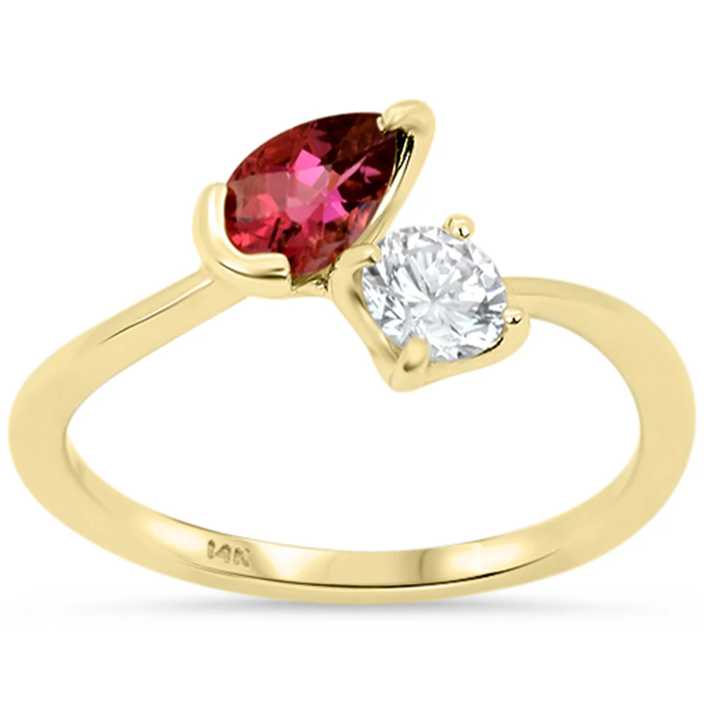 <span style="color:purple">SPECIAL!</span> .75ct G SI 14kt Yellow Gold Diamond & Pink Sapphire Gemstone Ring Size 6.5