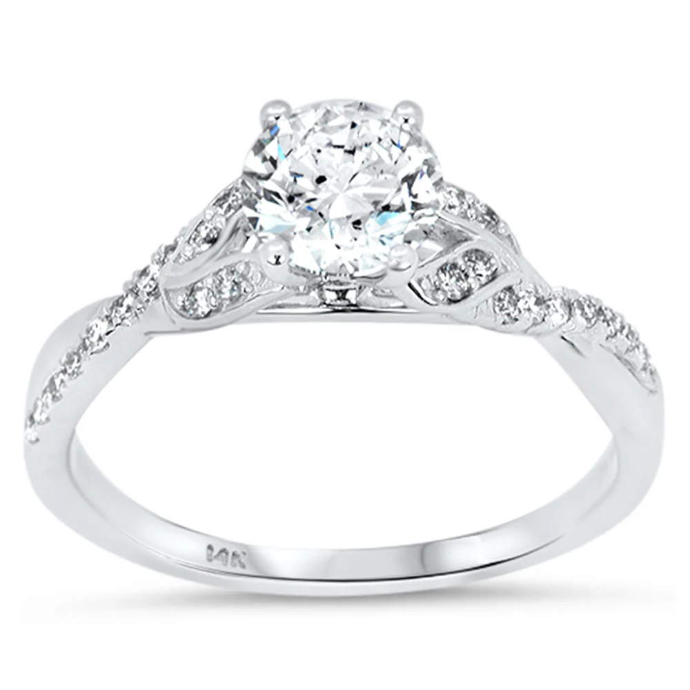 <span style="color:purple">SPECIAL!</span> 1.03ct G SI 14kt White Gold Diamond Round Engagement Ring Size 6.5