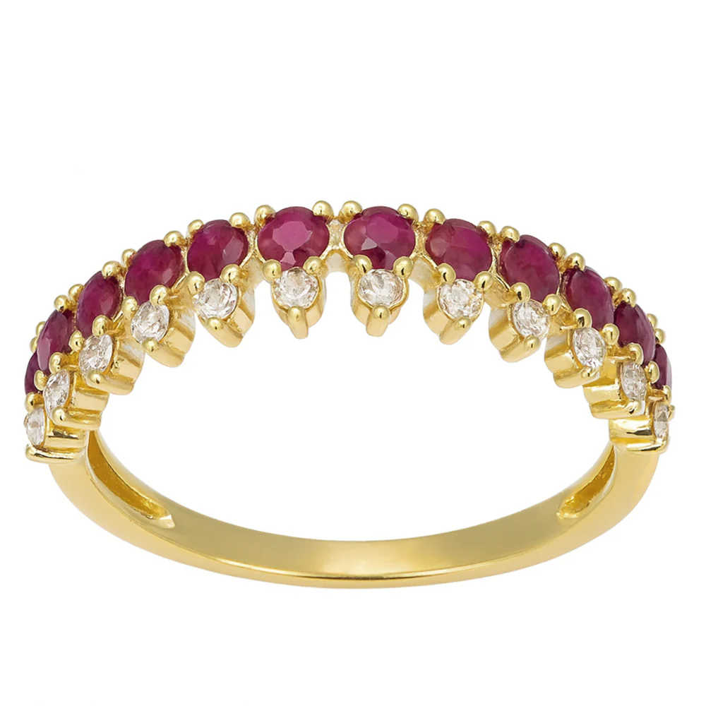 <span style="color:purple">SPECIAL!</span> .59ct G SI Yellow Gold Diamond & Ruby Gemstone Elegant Ring Size 6.5