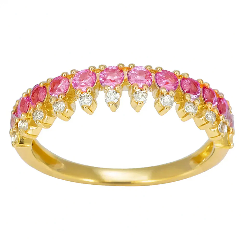 <span style="color:purple">SPECIAL!</span> .61ct G SI Yellow Gold Diamond & Pink Sapphire Gemstone Elegant Ring Size 6.5