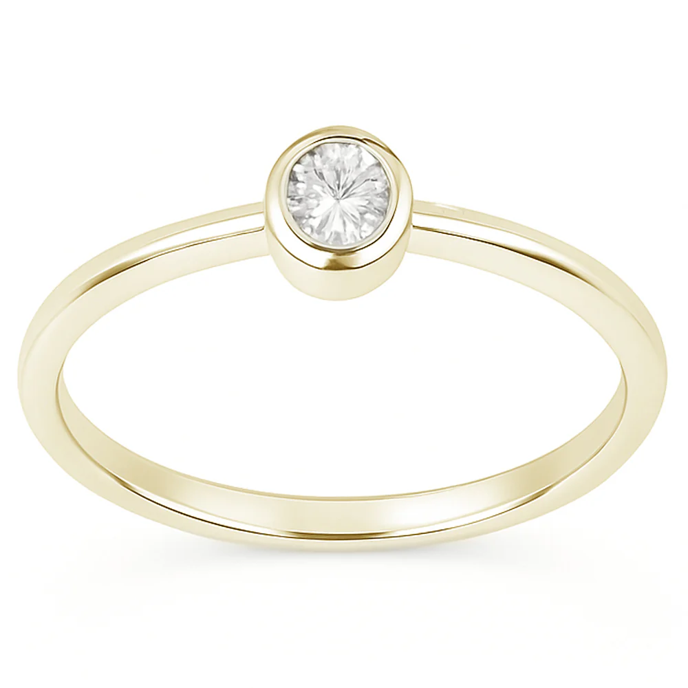 .19ct G SI 14kt Yellow Gold Bezel Set Oval Diamond Solitaire Ring Size 6.5