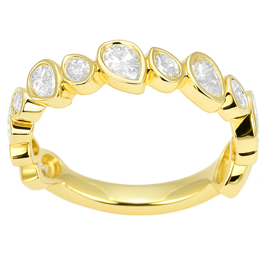 <span style="color:purple">SPECIAL!</span> 1.09ct G SI 14kt Yellow Gold Diamond Bezel Set B& Ring Size 7