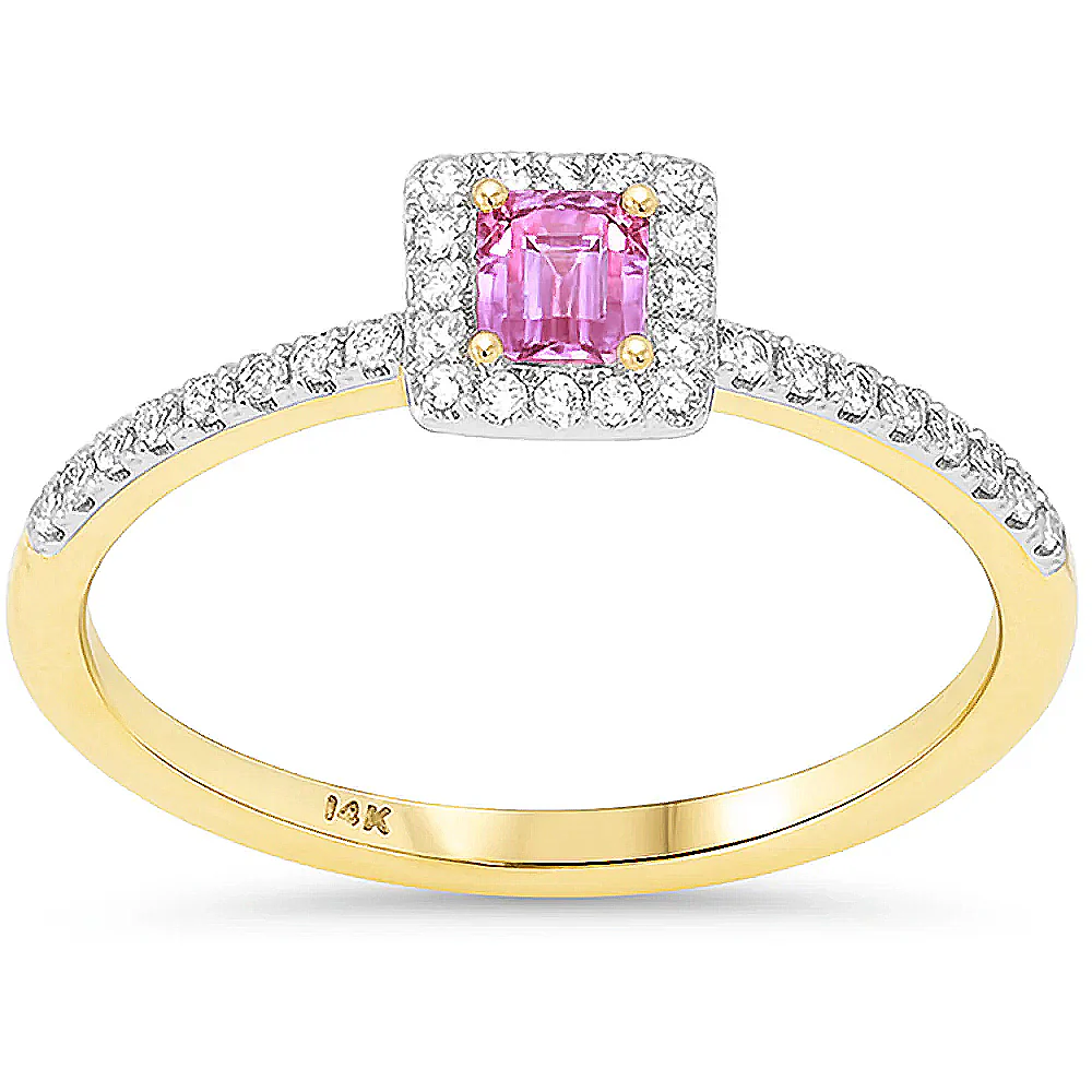 <span style="color:purple">SPECIAL!</span> .41ct G SI 14kt Yellow Gold Round Diamond & Pink Sapphire Gemstone Ring Size 6.5
