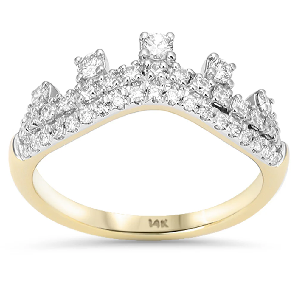 <span style="color:purple">SPECIAL!</span> .51ct G SI 14kt Yellow Gold Crown Chevron Shaped Band Ring Size 6.5