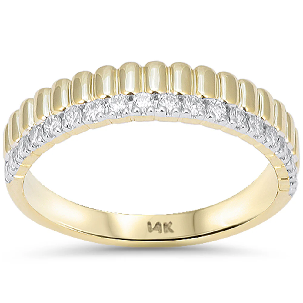 <span style="color:purple">SPECIAL!</span> .25ct G SI 14kt Yellow Gold Round Diamond Fluted Band Ring Size 6.5