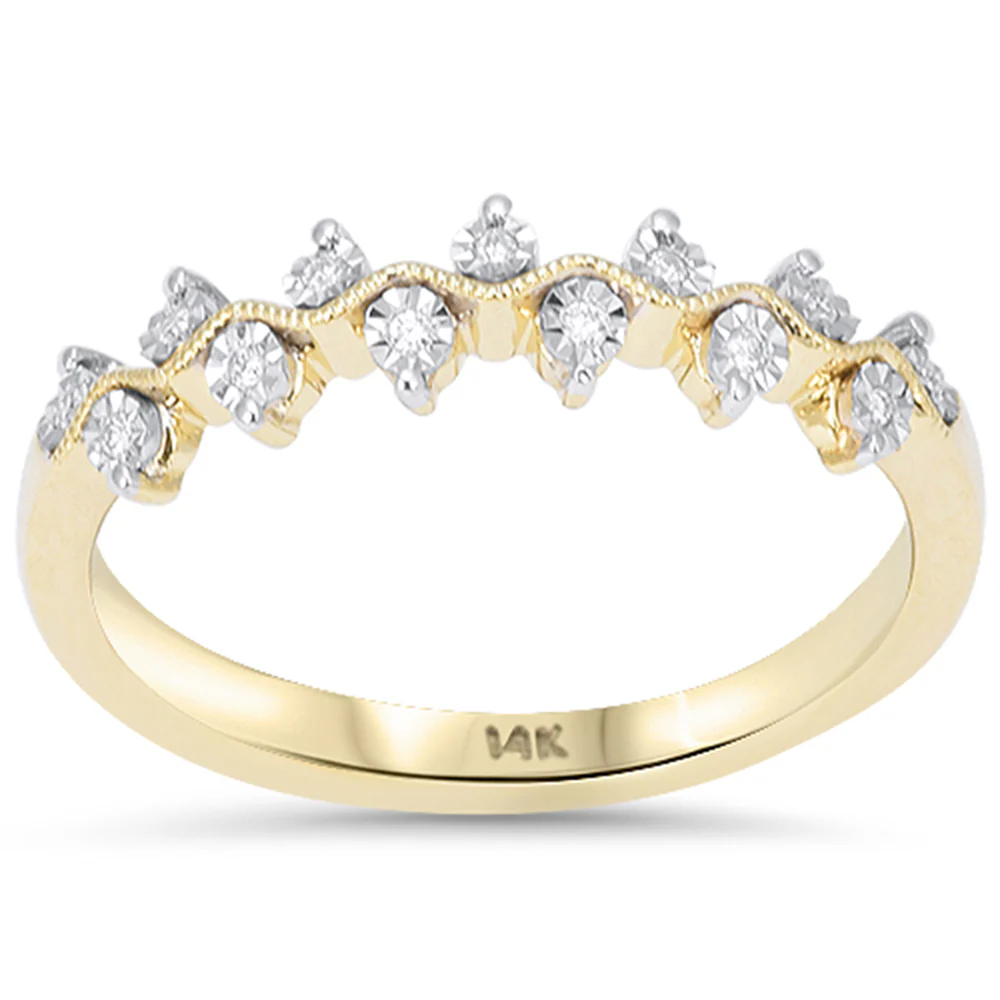 <span style="color:purple">SPECIAL!</span> .05ct G SI 14kt Yellow Gold Round Diamond Band Ring Size 6.5