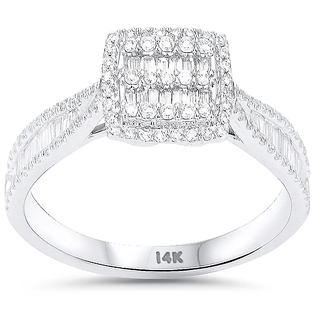 <span style="color:purple">SPECIAL!</span> .53ct G SI 14kt White Gold Diamond Square Shape Modern Ring Size 6.5