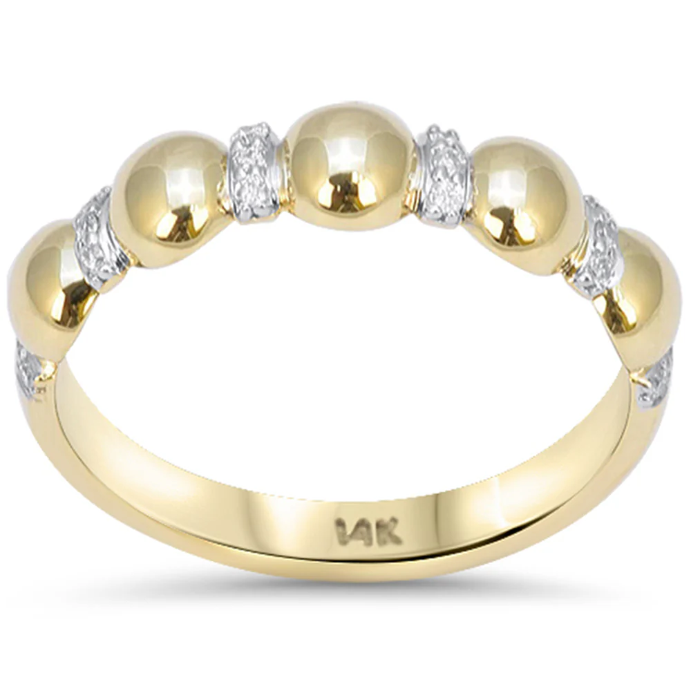 .09ct G SI 14kt Yellow Gold Diamond Multi Beaded Band Ring Size 6.5