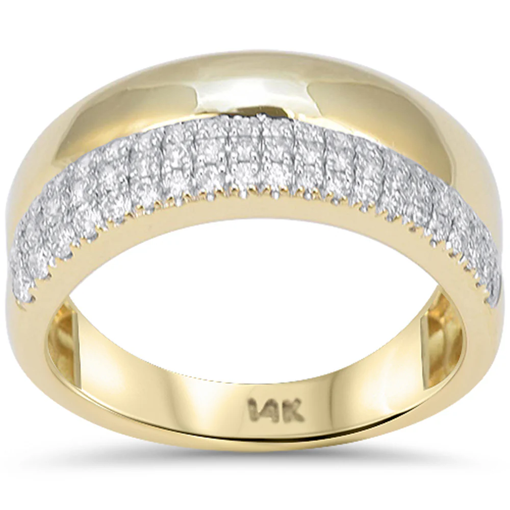 <span style="color:purple">SPECIAL!</span> .47ct G SI 14kt Yellow Gold Round Diamond Dome Band Ring Size 6.5