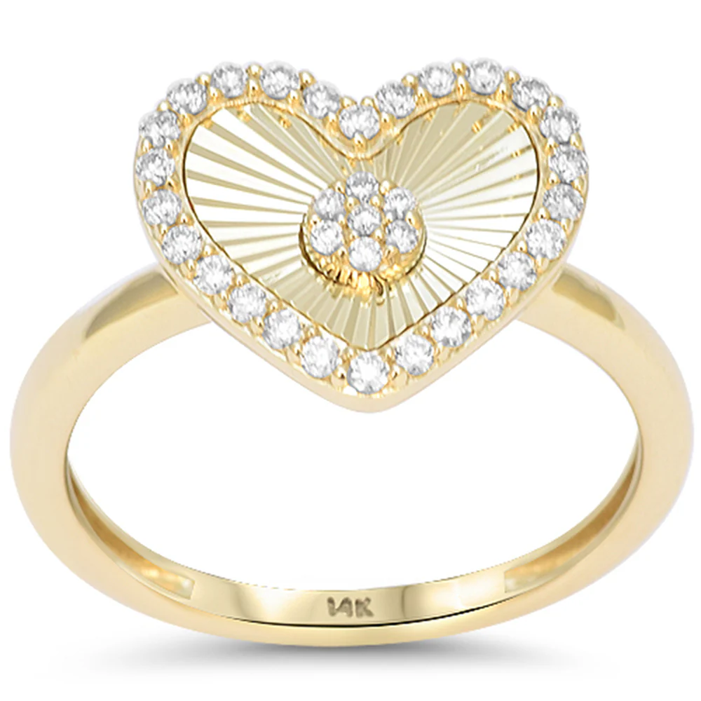 <span style="color:purple">SPECIAL!</span> .24ct G SI 14kt Yellow Gold Diamond Heart Shape Disc Medallion Ring Size 6.5