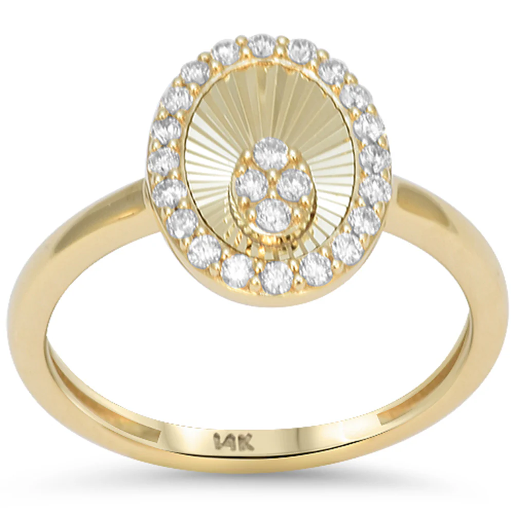 <span style="color:purple">SPECIAL!</span> .24ct G SI 14kt Yellow Gold Oval Shaped Diamond Disc Medallion Ring Size 6.5