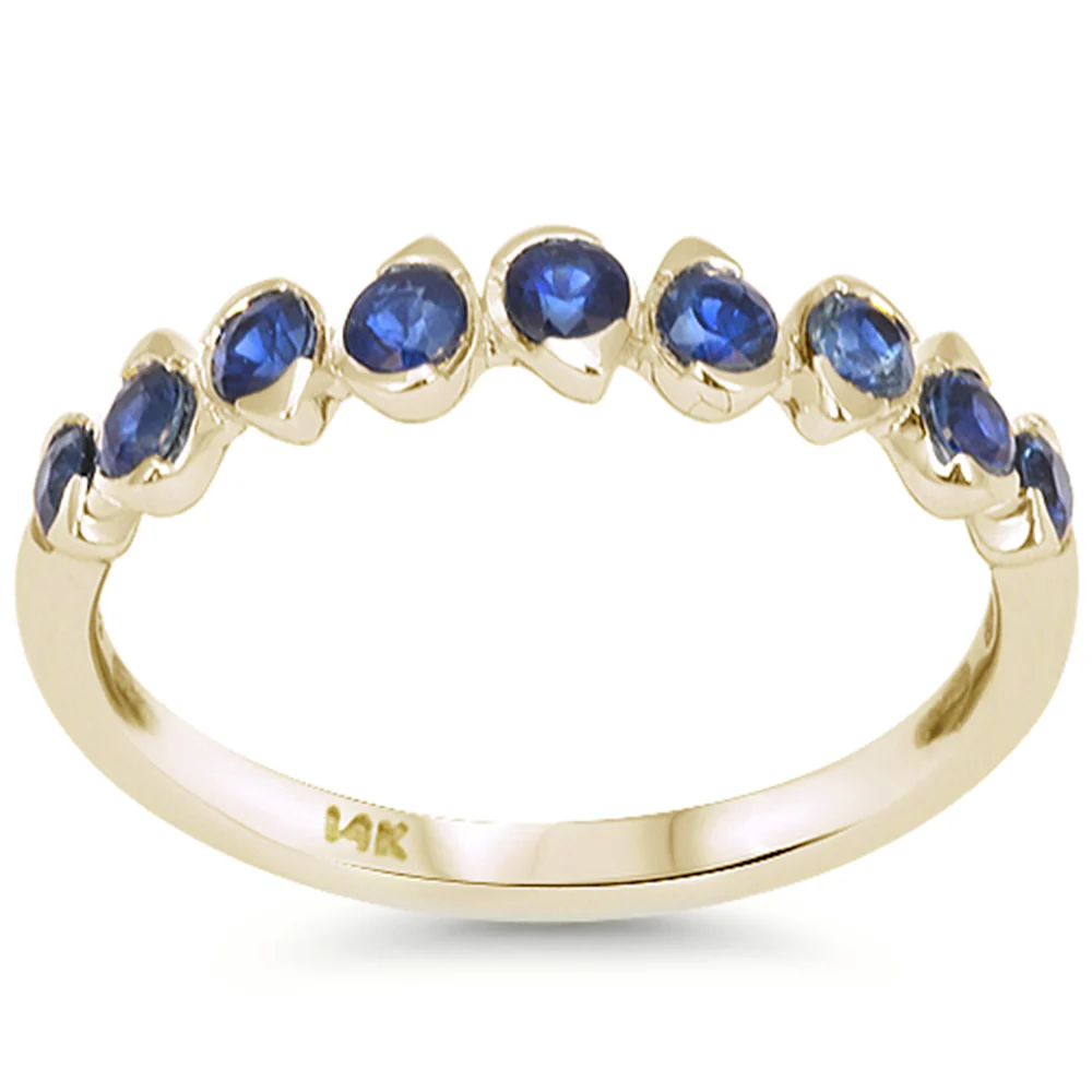 <span style="color:purple">SPECIAL!</span> .70ct G SI 14kt Yellow Gold Blue Sapphire Gemstone Band Ring Size 6.5