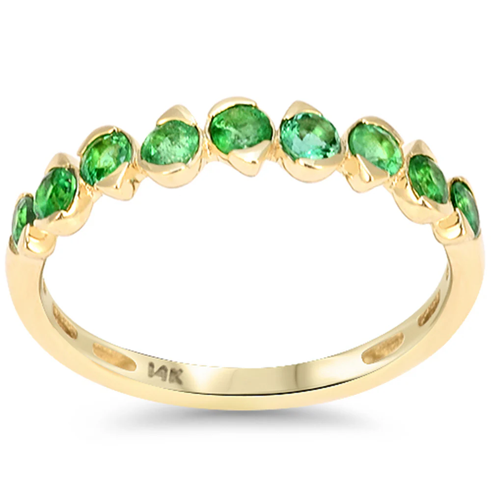 <span style="color:purple">SPECIAL!</span> .49ct G SI 14kt Yellow Gold Emerald Gemstone Band Ring Size 6.5