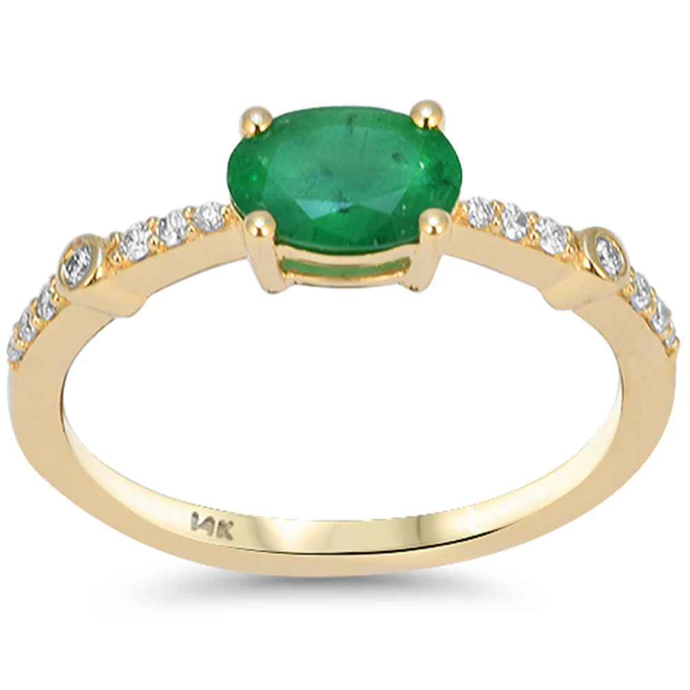 <span style="color:purple">SPECIAL!</span> .85ct G SI 14kt Yellow Gold Diamond & Emerald Gemstone Ring Size 6.5