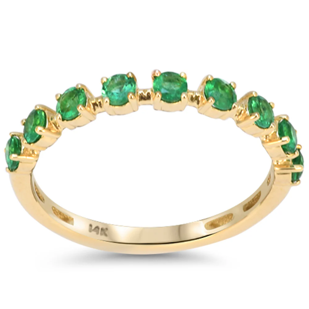 <span style="color:purple">SPECIAL!</span> .49ct G SI 14kt Yellow Gold Emerald Gemstone Band Ring Size 6.5