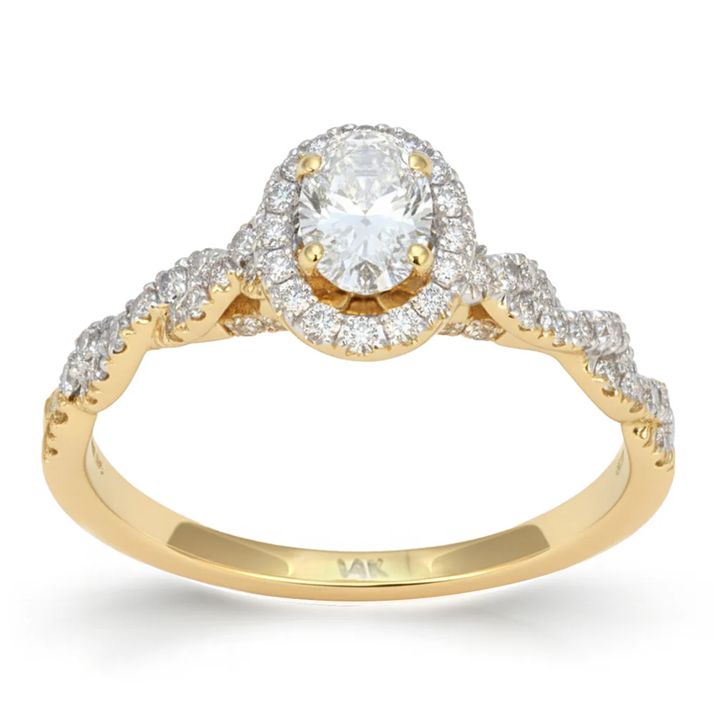 <span style="color:purple">SPECIAL!</span> .82ct G SI 14kt Yellow Gold Oval Diamond Infinity Band Engagement Ring Size 6.5
