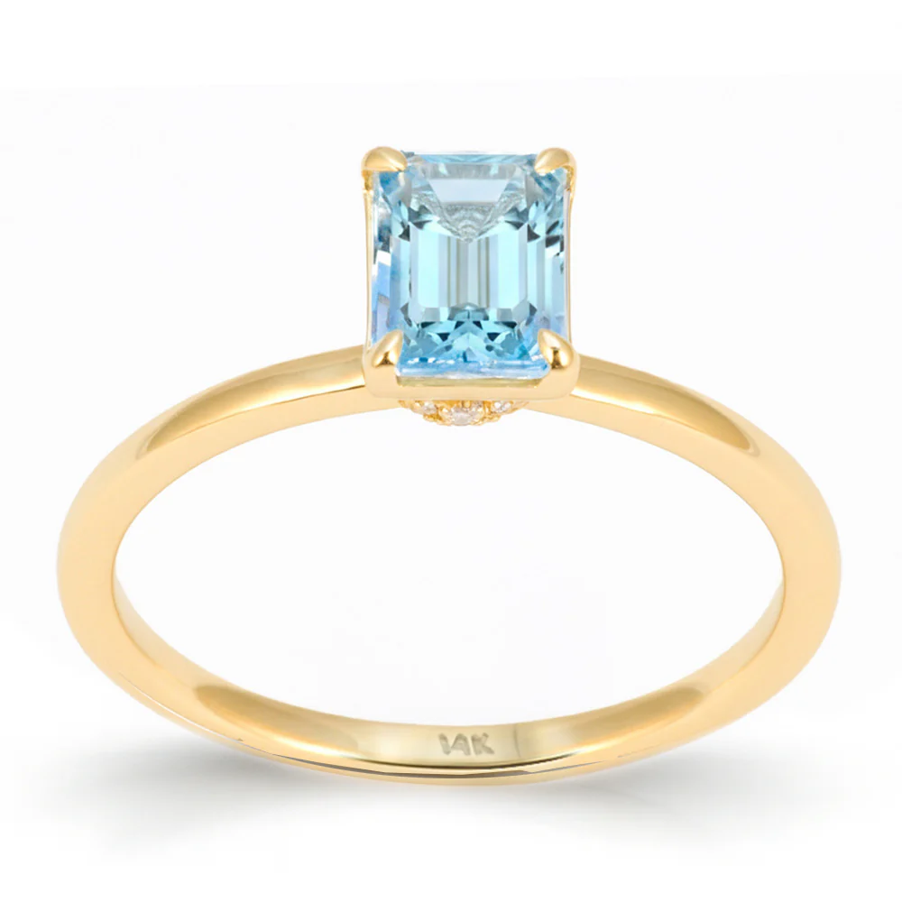 <span style="color:purple">SPECIAL!</span> .86ct G SI 14kt Yellow Gold Aquamarine & Diamond Ring Size 6.5